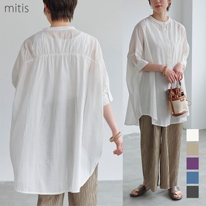 Button Shirt/Blouse Flare Gathered Blouse Back A-Line 【2024NEW】