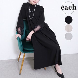 【each　再入荷】オーガンジー袖ワンピース　カットジョーゼット　オケ《人気》2025ss新作 each