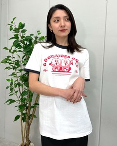 【2024年新作】さくらんぼプリント リンガーTシャツ