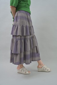 Skirt Spring/Summer Checkered Tiered