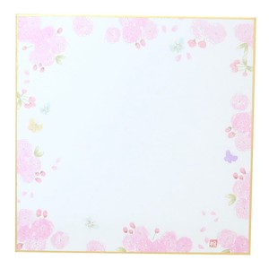 【色紙】いわぶちさちこ ミニ1枚色紙 八重桜と蝶