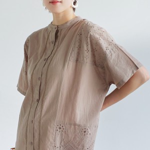 Button Shirt/Blouse Design Patchwork Cambric Cotton Switching 【2024NEW】