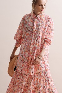 Button Shirt/Blouse Flower Print Spring/Summer