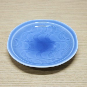 日本製　有田焼【SALE】トルコブルー　波彫5寸取皿
