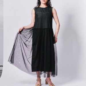 Casual Dress Tulle Layered Denim One-piece Dress