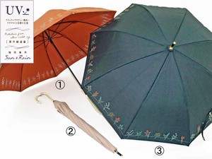 2024新作　晴雨兼用傘　シャンブレー　フラワー刺繍