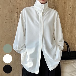 Button Shirt/Blouse Oversized High-Neck 2024 Spring/Summer