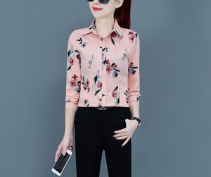 Button Shirt/Blouse Long Sleeves Floral Pattern Ladies'