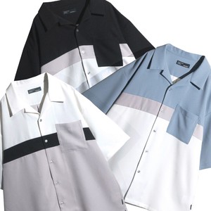 Button Shirt Polyester Stretch Switching Cool Touch
