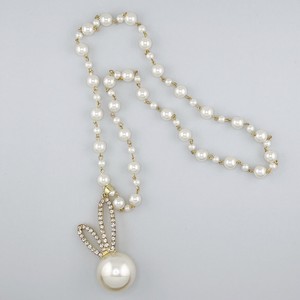 Silver Chain Pearl Necklace Rabbit