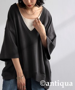 Antiqua Sweatshirt Pullover Brushed Plain Color Sweatshirt Tops Ladies' Short-Sleeve NEW