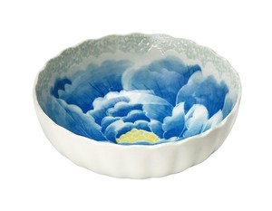 【日本製】桃山牡丹　4.5鉢　藍　箱入り