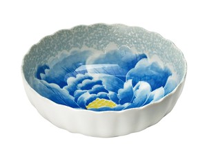 【日本製】桃山牡丹　6.8鉢　藍　箱入り