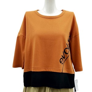 【2024初夏　新作】オレンジ　人気　ミセスTシャツ　ドロップショルダー　大人カジュアル　コットン