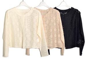 Cardigan Long-sleeved Cardigan All-lace Buttons M