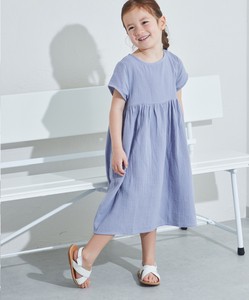 儿童洋装/连衣裙 短袖 洋装/连衣裙 法式袖 双层纱布