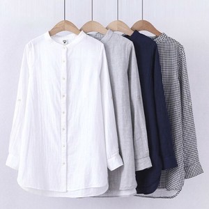 [SD Gathering] Button Shirt/Blouse Double Gauze Collarless Cotton NEW