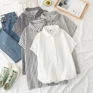 [SD Gathering] Button Shirt/Blouse Plain Color Double Gauze Stripe Natural NEW