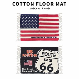 USA HISTORIC R66 ROUTE66 Cotton Mat コットン フロアマット フリンジ付き キッチン 玄関 ガレージ
