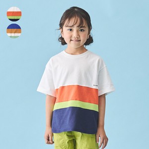 配色切替半袖Tシャツ   V32806   日本製、本体綿100%、ゆったりシルエット、大きな切替配色