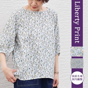 Button Shirt/Blouse Pullover Pudding Gathered Blouse Ladies Made in Japan