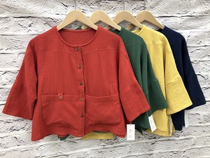 Button Shirt/Blouse Pocket Cotton Short Length