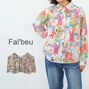 Button Shirt/Blouse Patterned All Over Pudding Long Sleeves Cotton 2-colors 【2024NEW】