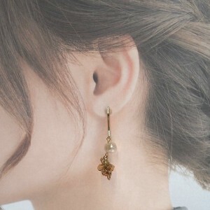 Pierced Earrings Gold Post Bird M