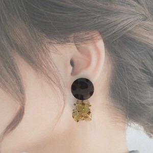 Pierced Earrings Gold Post Leopard Print