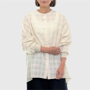 Button Shirt/Blouse Banded Collar Shirt