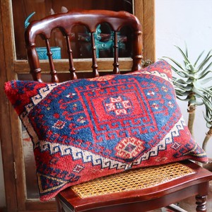 クッションカバー ヴィンテージ パイル織り 絨毯 ビッグピロー 横長 長方形 マラテヤ レッド ブルー