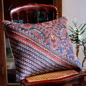 クッションカバー ヴィンテージ パイル織り 絨毯 ビッグピロー 横長 長方形 カシュカイ 幾何学モチーフ