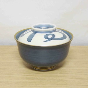 日本製　有田焼【SALE】福字呉須刷毛　蓋物　茶碗　蓋付
