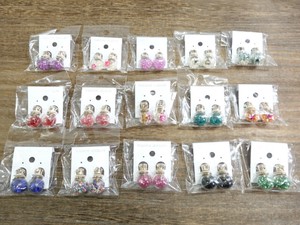 Pierced Earrings Glass Set of 15