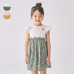 ダディコ刺繍リバティプリントワンピース   V42352   日本製、本体綿100%、小花柄スカート、フリル袖