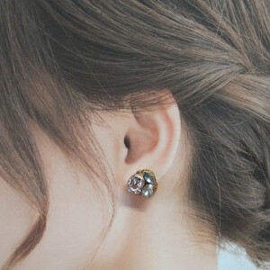 Pierced Earrings Gold Post Bijoux 1-pcs