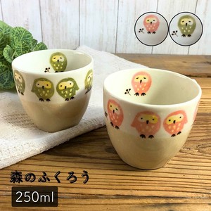 森のふくろうフリーカップ　ピンク・グリーン【250ml 美濃焼 日本製】