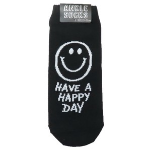【靴下】レディースアンクルソックス HAVE A HAPPY DAY BLACK
