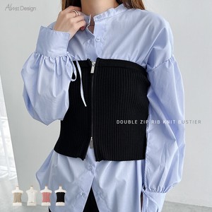 Sweater/Knitwear Tops Double-zip Ribbed Knit Bustier