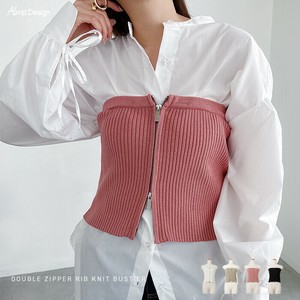 Sweater/Knitwear Double-zip Ribbed Knit Bustier