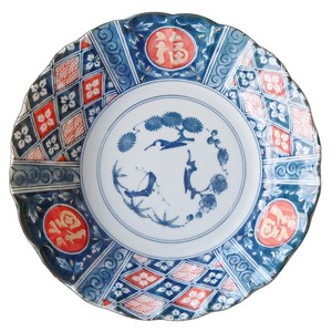 アワサカ 花万葉 アワソメ 8.0 深皿 間取福紋 23.5cm[日本製/美濃焼/和食器]