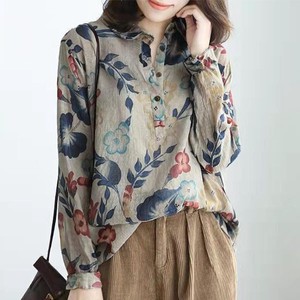 Button Shirt/Blouse Pullover Antique Flower Print