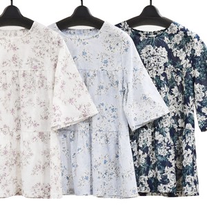 Button Shirt/Blouse Gathered Floral Pattern Cotton Lawn Switching Made in Japan
