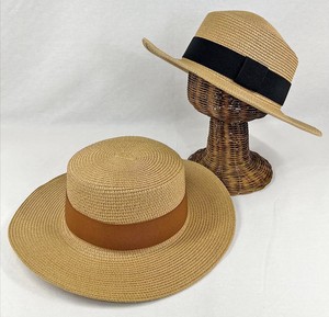 2024S/S　ロングバイザーブレードカンカン帽　帽子　HAT  サイズ調節可能　カンカン帽　ペーパー