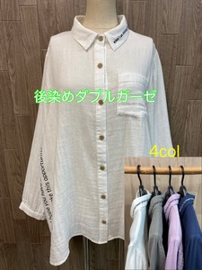 Button Shirt/Blouse Shirtwaist Pudding Double Gauze Embroidered