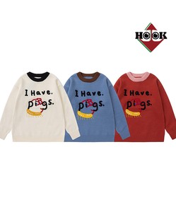 【HOOK】イラストデザインニット メンズ セーター 可愛い 秋 冬 メンズ レディース ユニセックス