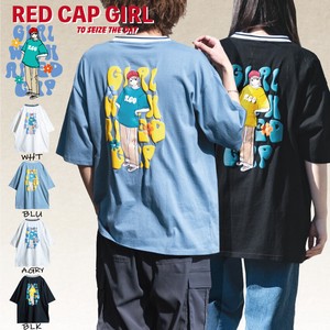 【24SS新作】RED CAP GIRL 20/-天竺 発泡プリント ラインリブ 半袖T-shirt
