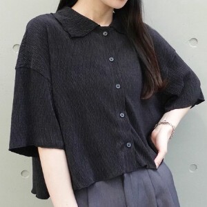 Button Shirt/Blouse Oversized Tops Summer Casual Spring Short Length