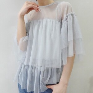 Pre-order Button Shirt/Blouse Tulle Tops Summer Spring Tiered