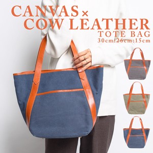 Tote Bag Canvas Genuine Leather